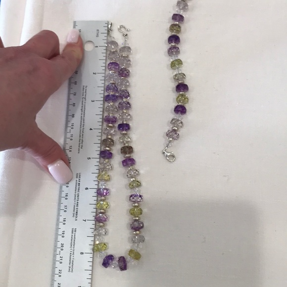 💜💚 Fluorite, Swarovski, and Sterling Silver Necklace and Bracelet Set - Picture 8 of 8